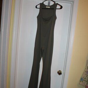 QINSEN Wide Leg Jumpsuits Tank Square Neck Bodycon Full Length Size Medium